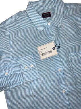 NWT women's UNTUCKit linen striped shirt size 6 Sherry NEW